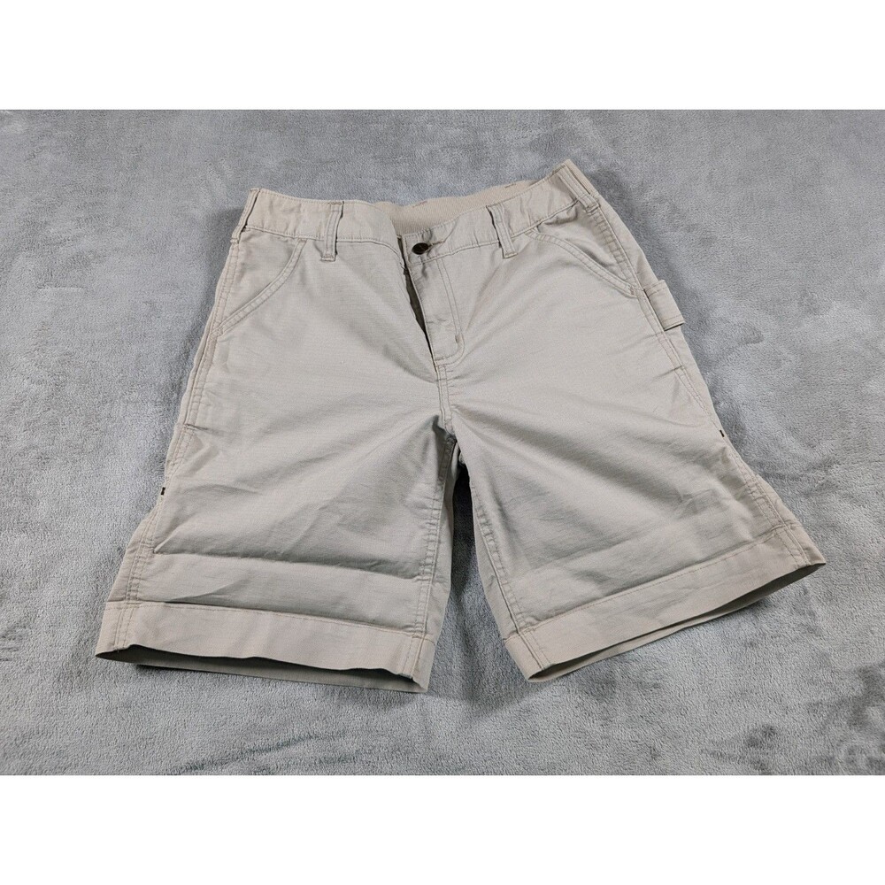 Carhartt Smithville Ripstop Shorts Womens 10 Tan Mid Rise Workwear Pockets - Picture 4 of 12